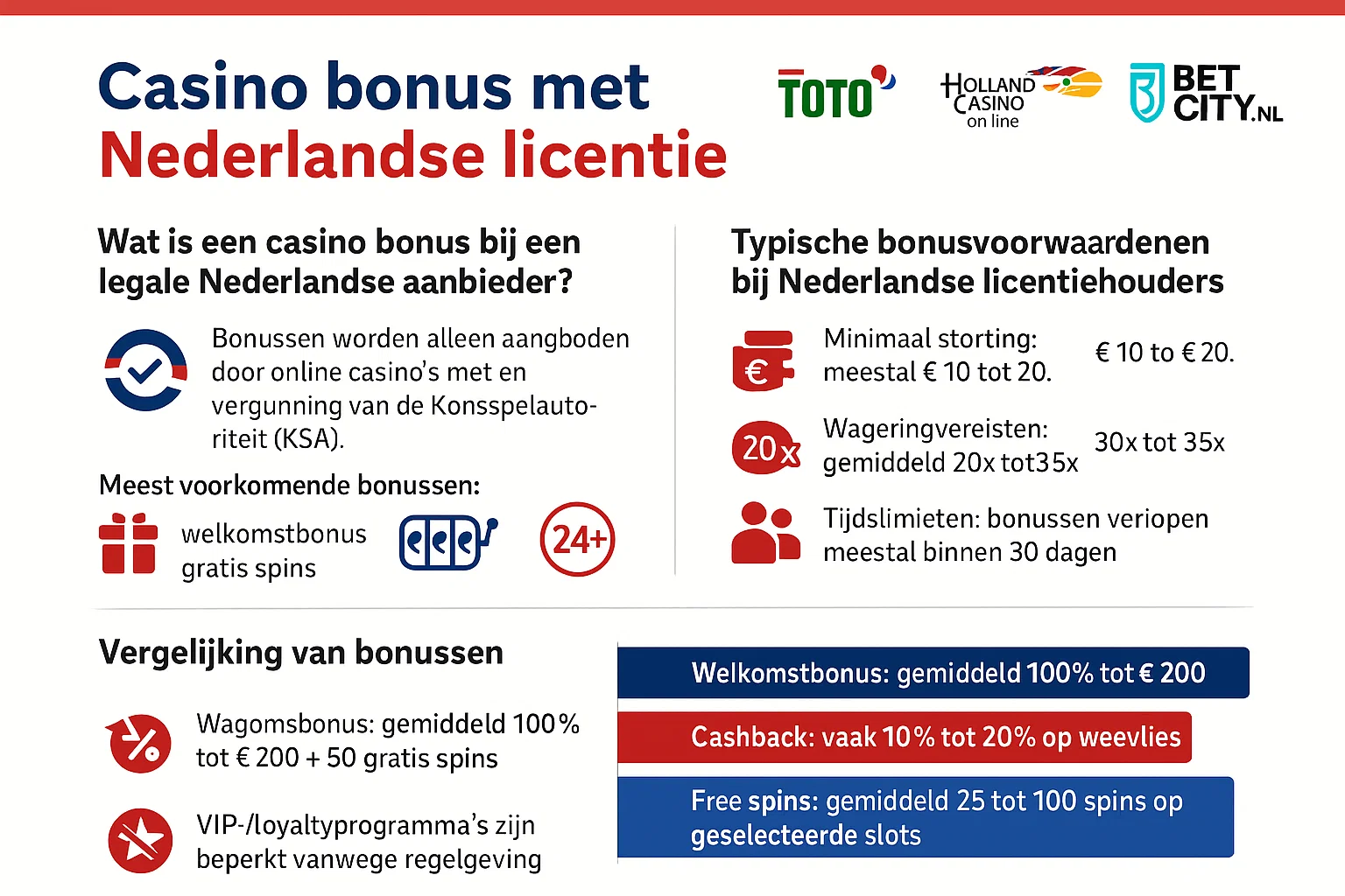 Casino bonus met Nederlandse licentie Casino Bonus Infographic