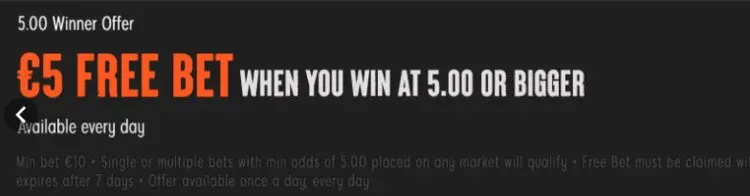 Voorbeeld van een Free Bet aangeboden door een bookmaker